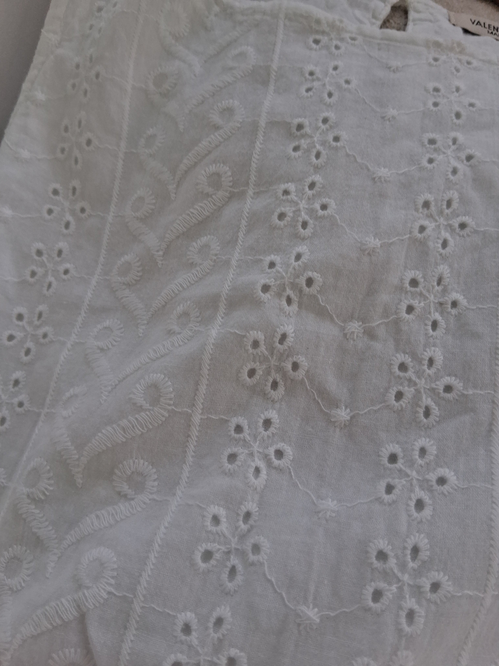 Valentina Naldi White Eyelet Cotton Sleeveless Drop-Waist Dress Size Large - Picture 11 of 12